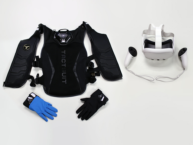 Haptic vest, haptic gloves and Meta Quest 3